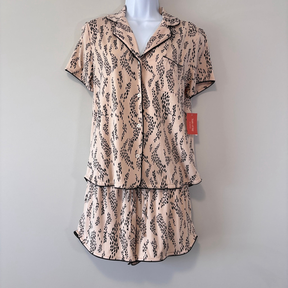 State of Day Women's 2X Beige & Black 2-Pc. Short-Sleeve & Shorts Pajama Set NWT - Picture 2 of 10